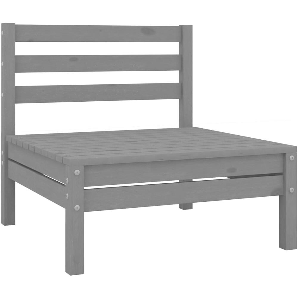 Set Divani Da Giardino 7 Pz Grigio In Legno Massello Di Pino - Foto 3