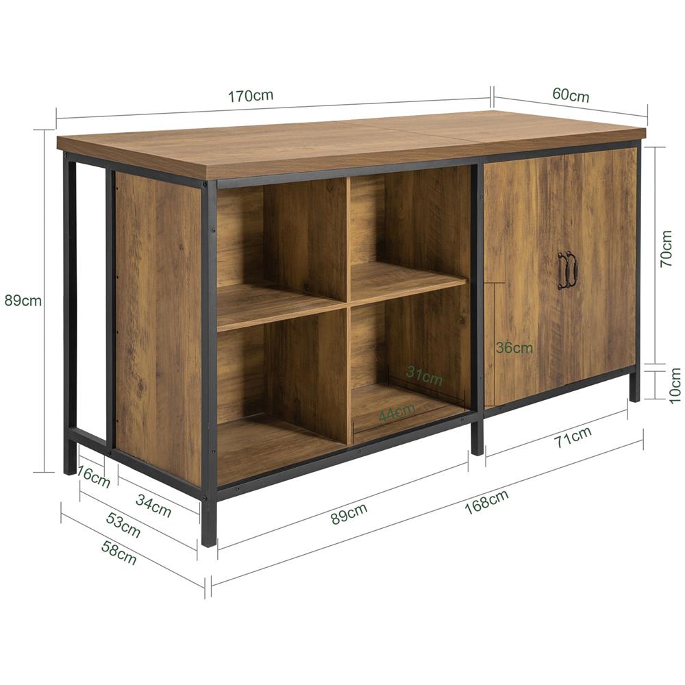 Isola Cucina Mobile Da Cucina Autoportante Credenza Tavolo Da Bar Design Industriale 170x60x89cm Knl01-f - Foto 2