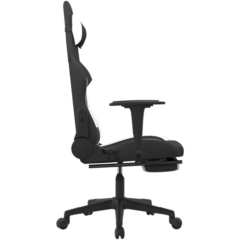 Sedia Da Gaming Con Poggiapiedi Nero E Bianco In Tessuto - Foto 2