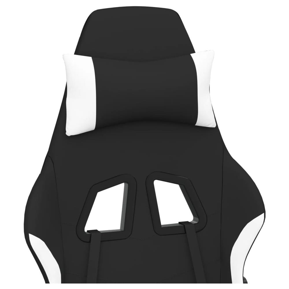 Sedia Da Gaming Con Poggiapiedi Nero E Bianco In Tessuto - Foto 10