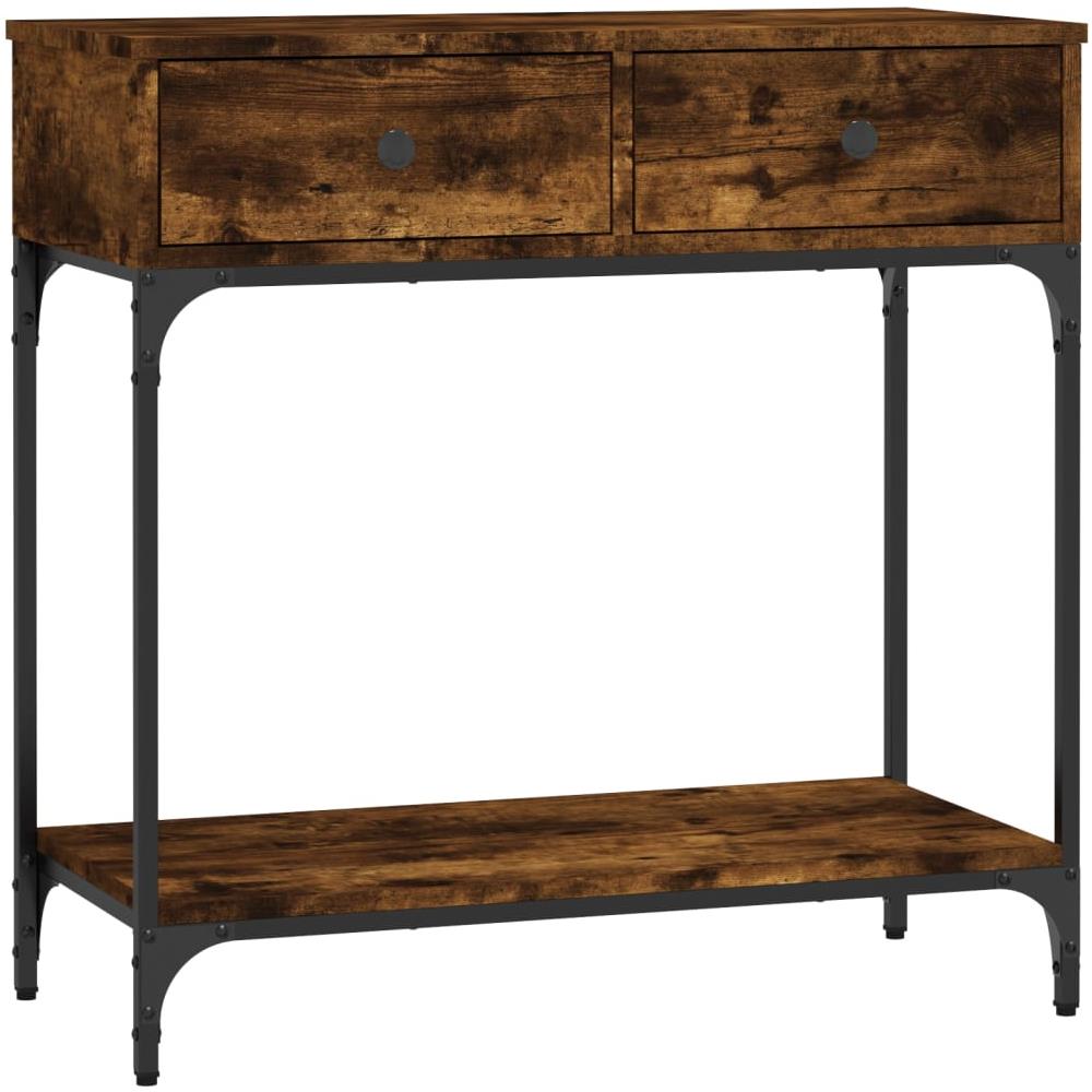 Tavolino Consolle Rovere Fumo 75x34,5x75cm Legno Multistrato - Foto 2