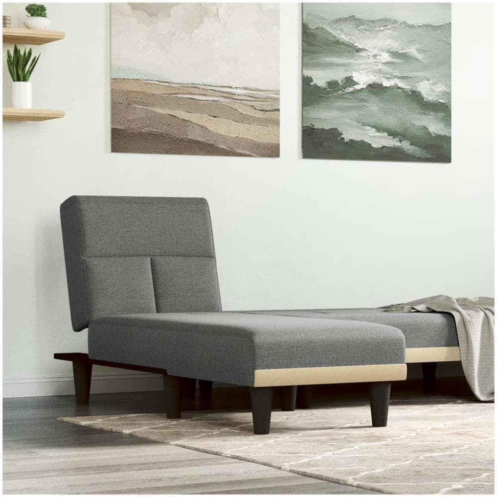 Chaise Longue In Tessuto Grigio Scuro - Foto 1
