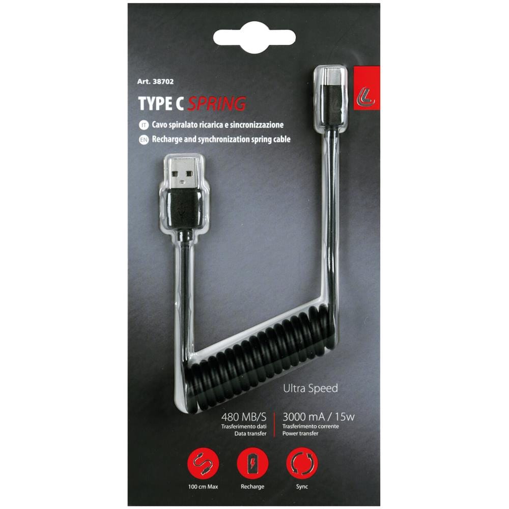 Cavo A Spirale Usb > Usb Type-c - 100 Cm - Nero - Foto 2
