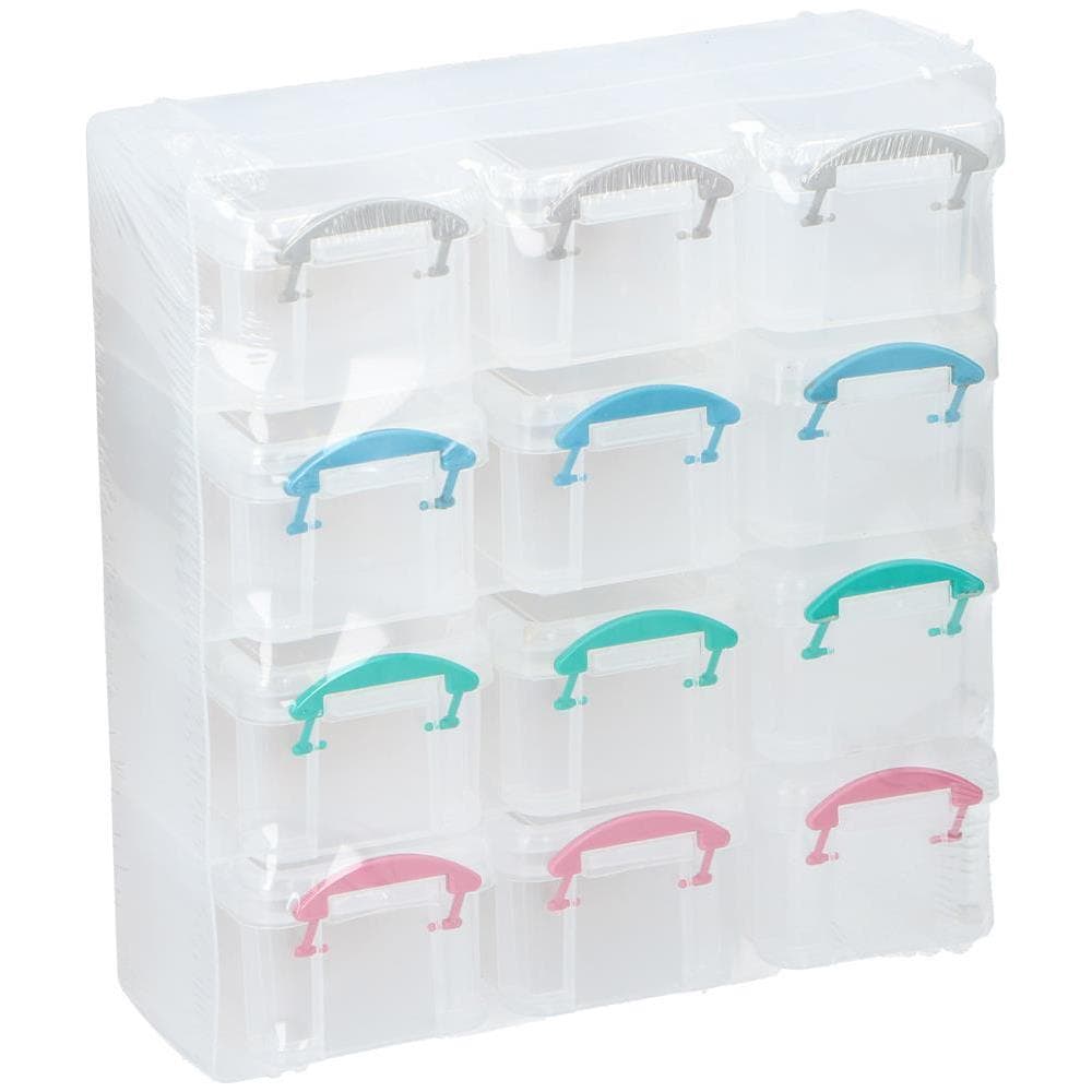 Cassettiera Organizer Trasparente Scatola Manici Colorati 12 Scomparti 4 Ripiani - Foto 4