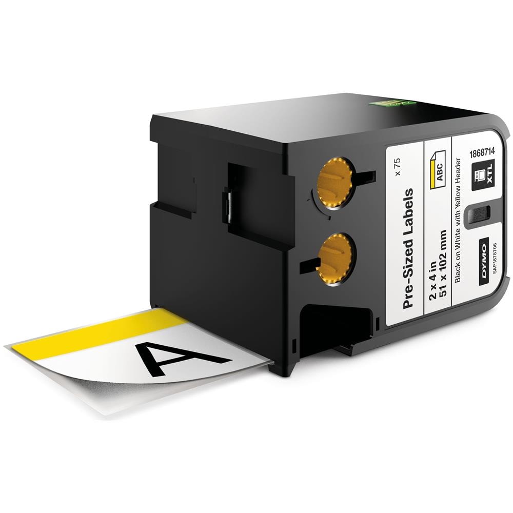 Nastro in Vinile per Etichettatrice Modello XTL Formato 51 mm x 102 mm Nero su Bianco con Intestazione Giallo - Foto 1