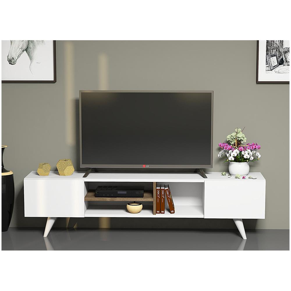Homidea dore set soggiorno bianco / noce mobile tv parete ... Mobile parete soggiorno