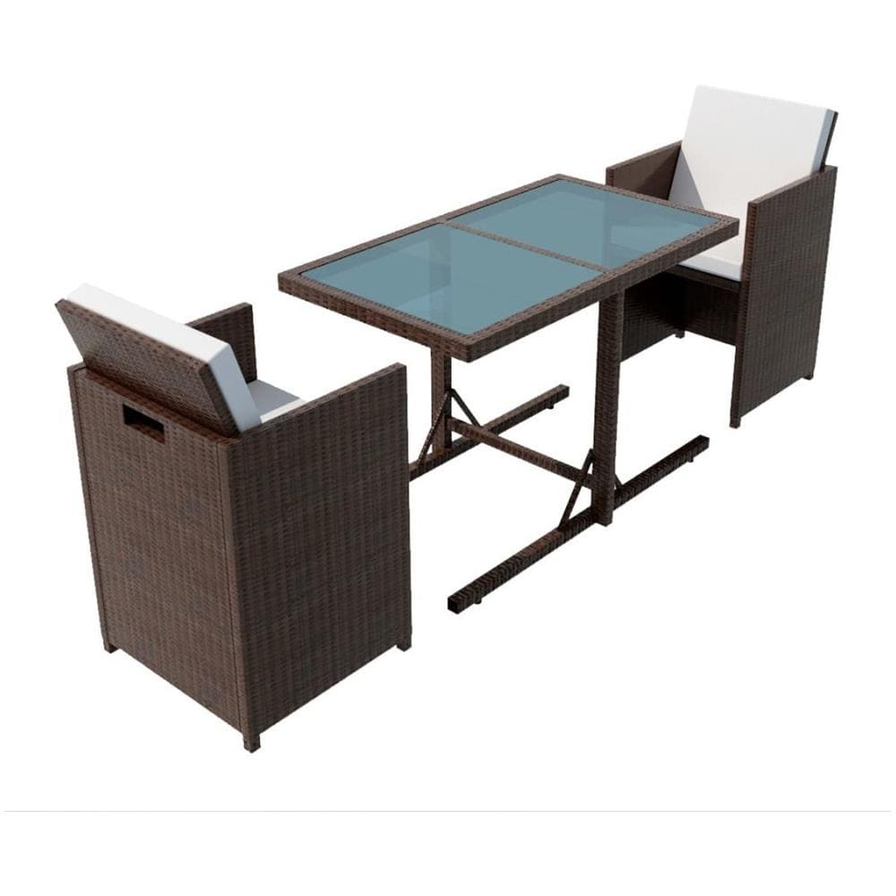7 Pz Set Mobili Da Giardino In Polyrattan Marrone - Foto 2