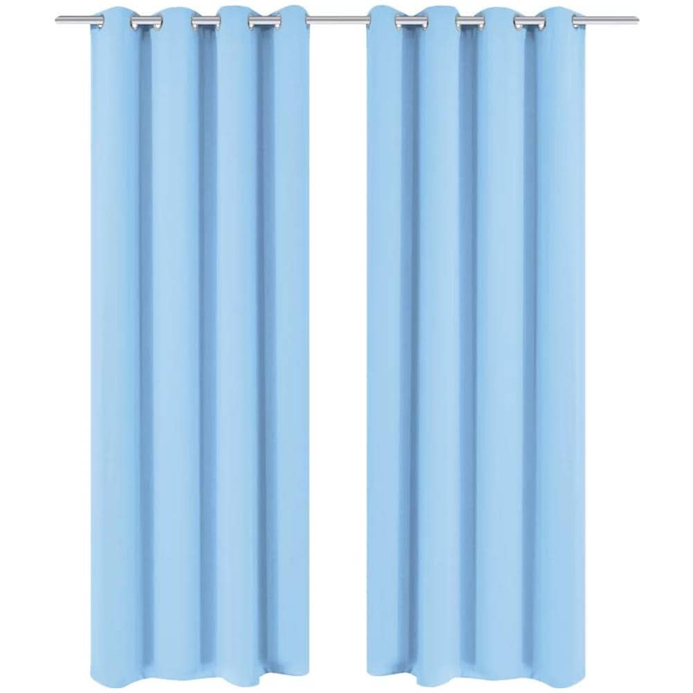 2 Pz Tende Oscuranti Occhielli In Metallo 135x175 Cm Turchese - Foto 1