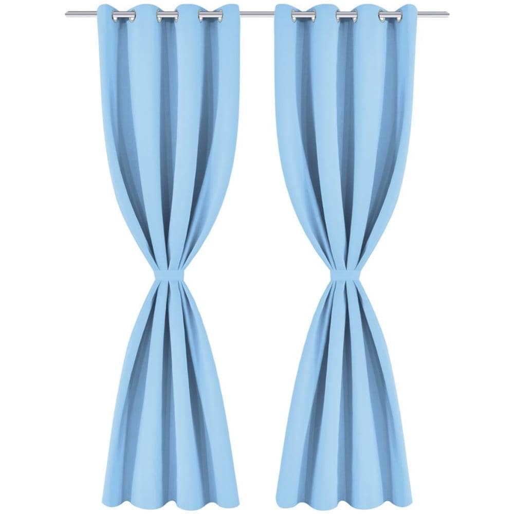 2 Pz Tende Oscuranti Occhielli In Metallo 135x175 Cm Turchese - Foto 2