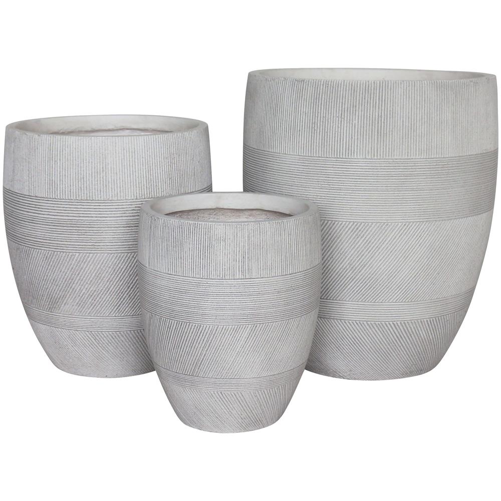 Vasi Per Piante Rotondi Da Interno Ed Esterno Set Da 3 Dimensioni Moderni Vaso Di Design In Resina Colore Taupe, G. 43,5x43,5x50 / m. 35,5x35,5x41 / p. 27x27x32 - Foto 2
