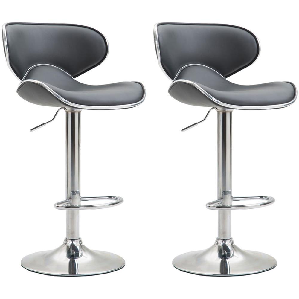 Set 2 Sgabelli Cucina Las Vegas V2 in Similpelle - Coppia Sedie Sgabello Imbottite Girevoli e Regolabili 62-82cm con Schienale Grigio - Foto 1