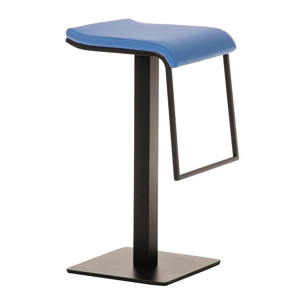Sgabello Bar Lameng In Similpelle E Acciaio Inox Nero I Sgabello Design Con Antigraffio I Sgabello Bancone Con Poggiapiedi Alt. 78 CM Blu - Foto 1