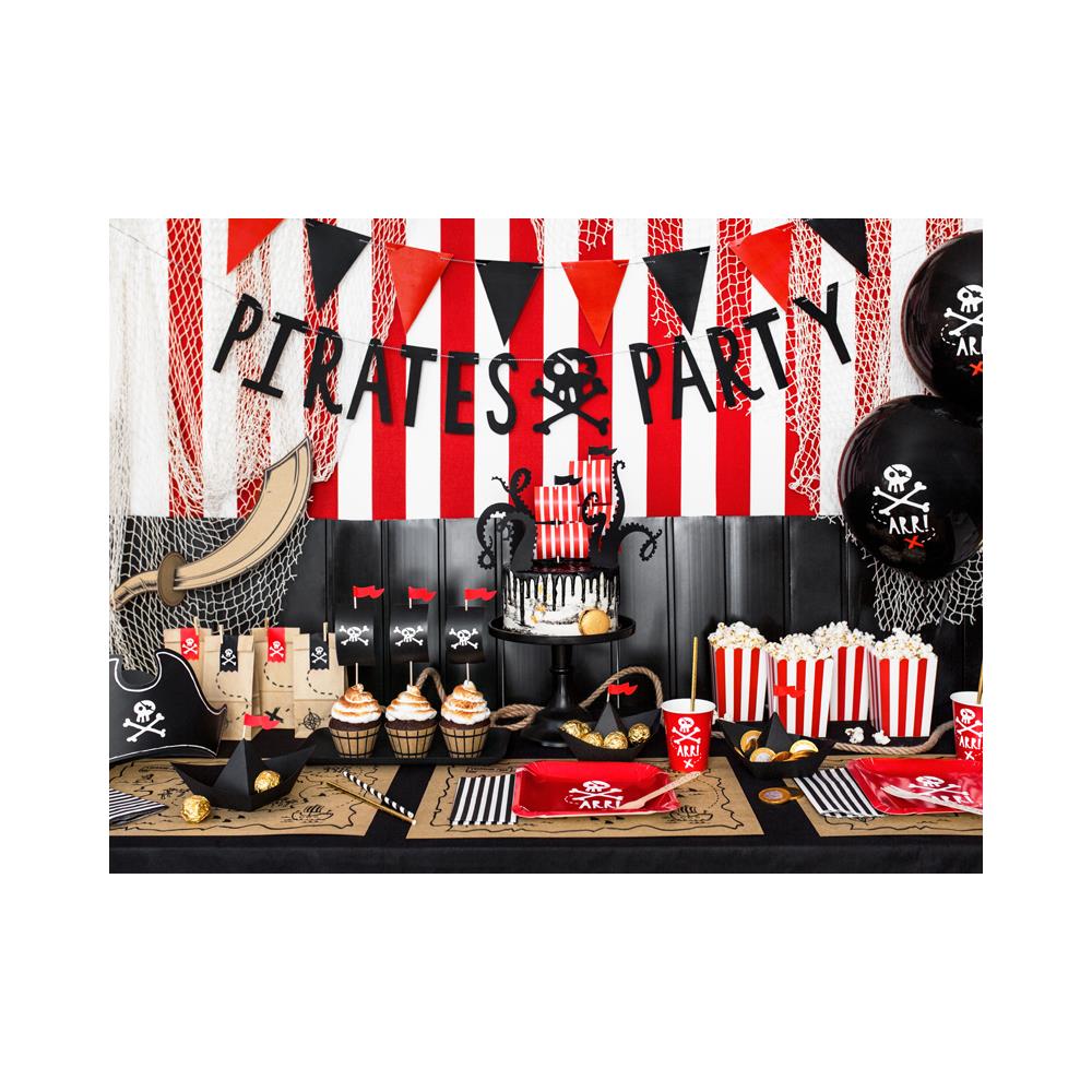 Partydeco - 5 Decorazioni Per Torta Nere E Rosse Pirati - Foto 2