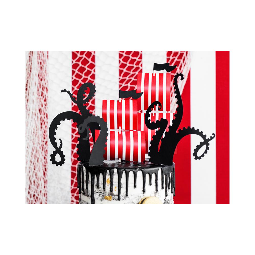 Partydeco - 5 Decorazioni Per Torta Nere E Rosse Pirati - Foto 3