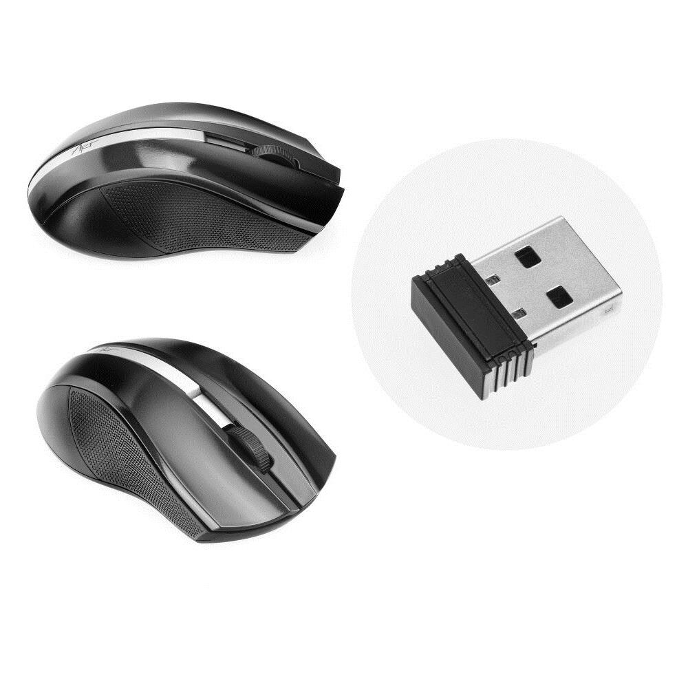 Art Wireless Mouse Wireless Cordless Optical 3-pulsante Del Mouse Usb Compatibile Con Laptop, Notebook, Pc, Computer Di Nero / Argento - Foto 2