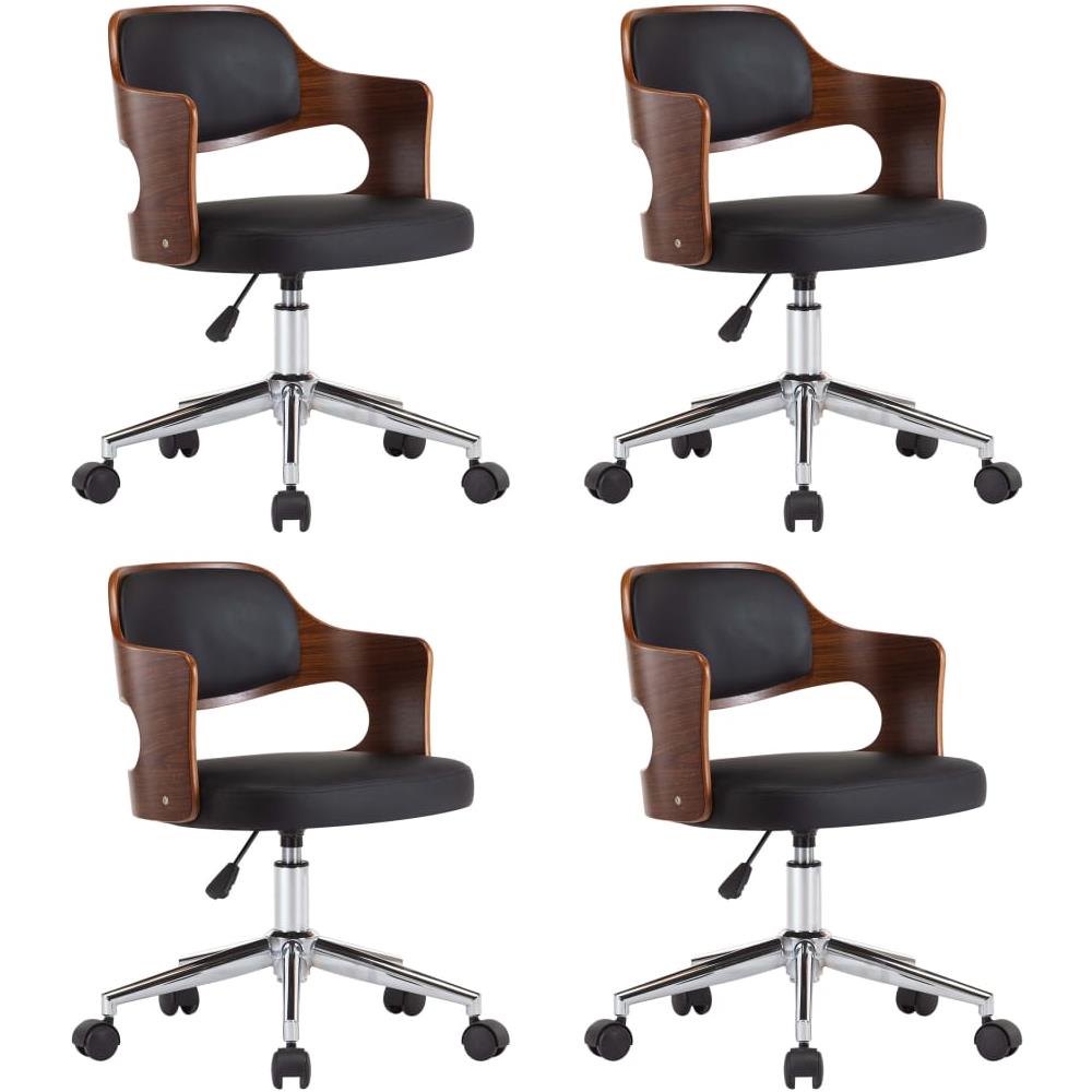 Sedie Da Pranzo Girevoli 4 Pz Nere In Legno Curvo E Similpelle - Foto 2