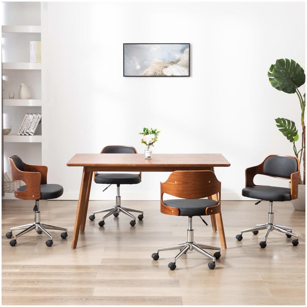 Sedie Da Pranzo Girevoli 4 Pz Nere In Legno Curvo E Similpelle - Foto 1