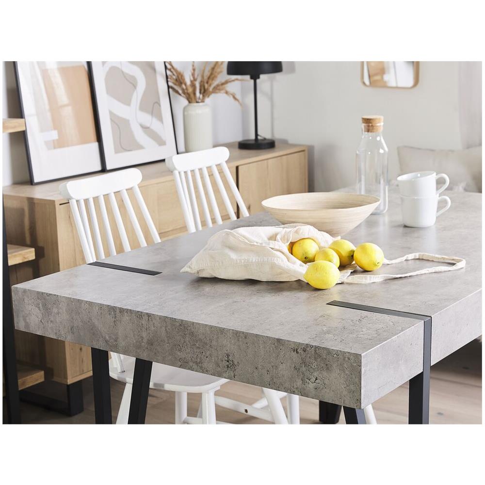 Tavolo Da Pranzo Effetto Cemento E Nero 150 X 90 Cm Adena - Foto 2