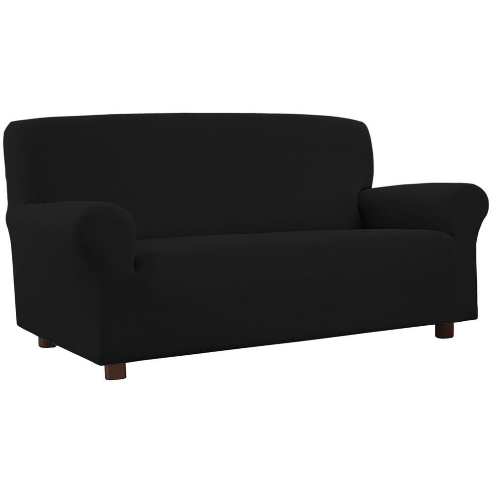 Copridivano Elasticizzato Antimacchia Con Braccioli Sagomati Made In Italy - 4 Posti Estensibile Da 200 A 260 Cm Nero - Foto 1