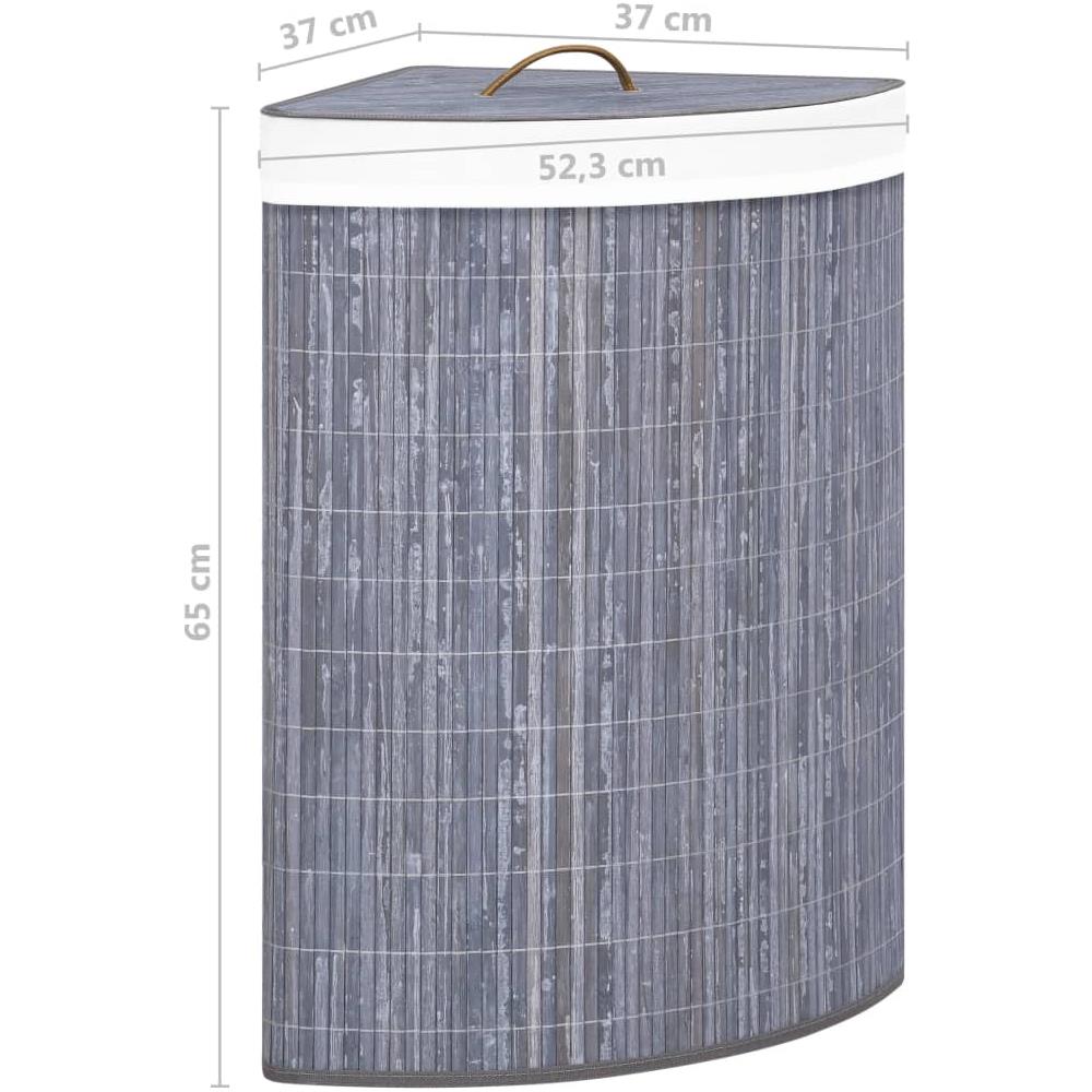 Cesto Portabiancheria Angolare in Bambù Grigio 60 L - Foto 9