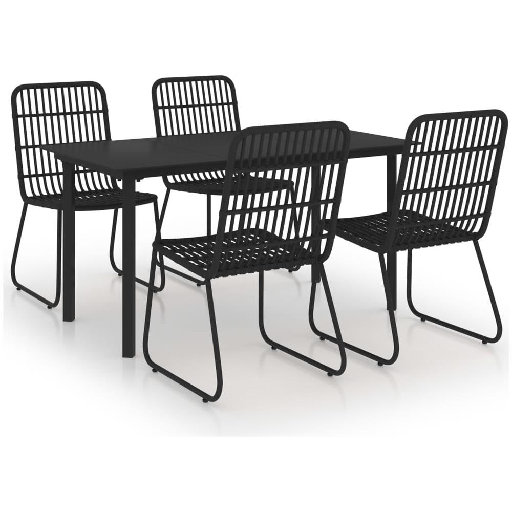 Set Da Pranzo Da Giardino 5 Pz In Polyrattan E Vetro - Foto 1
