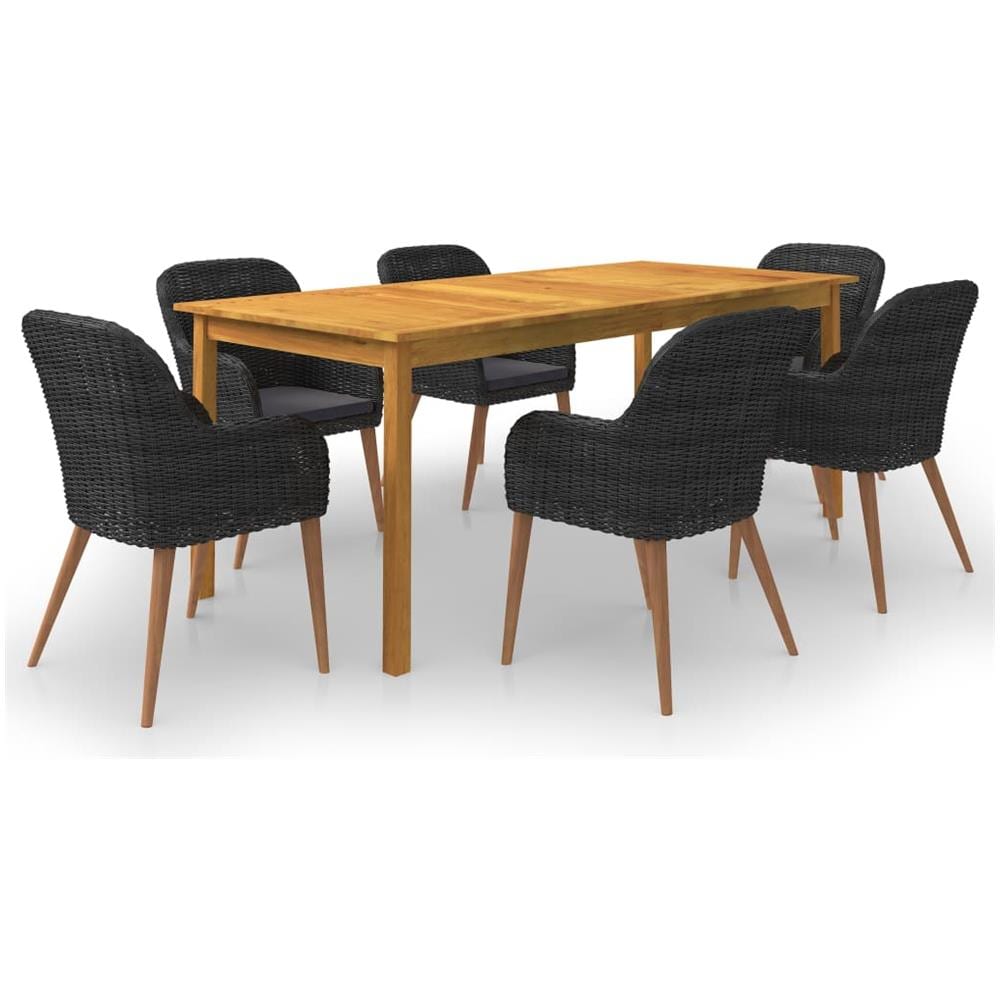 Set Mobili da Pranzo per Giardino 7 pz Nero - Foto 1