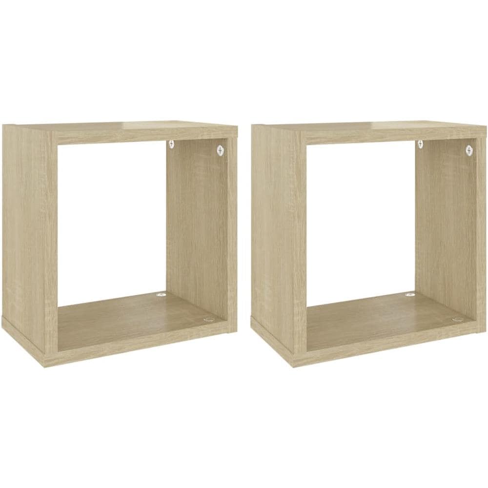 Mensole Parete a Cubo 2 pz Rovere Sonoma 26x15x26 cm - Foto 2