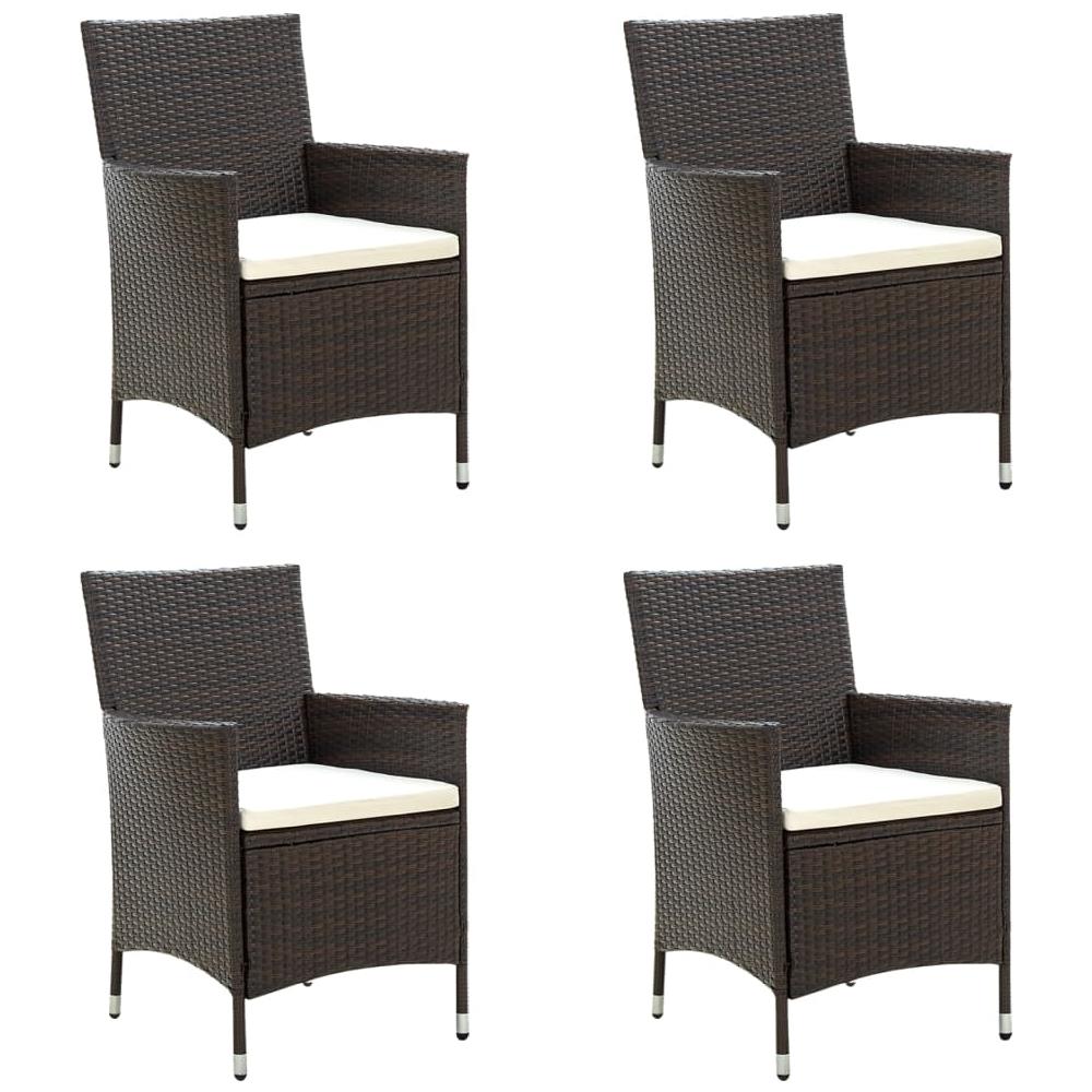 Sedie Da Giardino 4 Pz Con Cuscini In Polyrattan Marrone - Foto 1