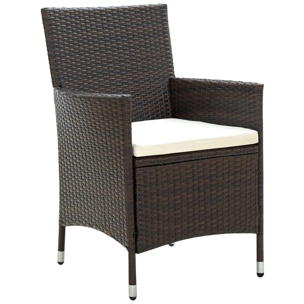 Sedie Da Giardino 4 Pz Con Cuscini In Polyrattan Marrone - Foto 2