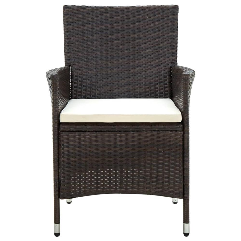 Sedie Da Giardino 4 Pz Con Cuscini In Polyrattan Marrone - Foto 3