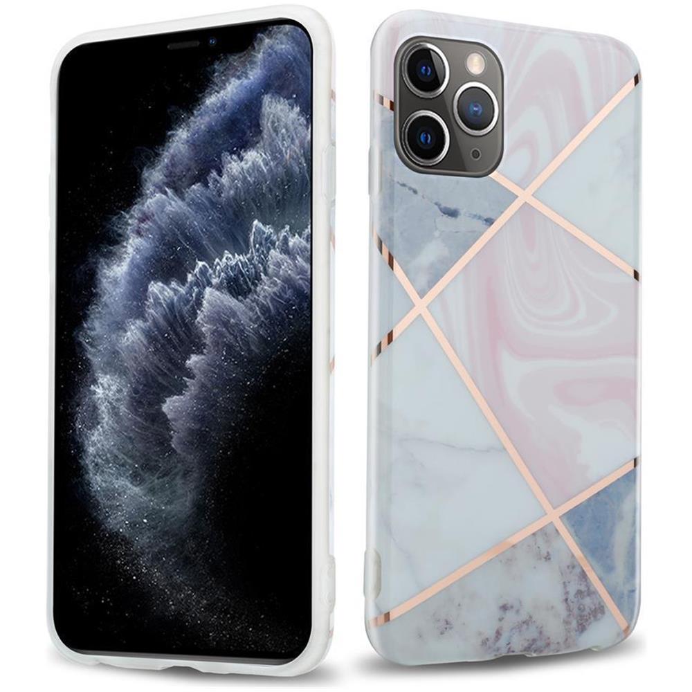 Custodia Compatibile Con Apple Iphone 11 Pro Max (xi Pro Max) In Marmo Rosa Oro Bianco No. 9 - Coperchio Protettivo In Silicone Tpu Con Motivo A Mosaico - Foto 1