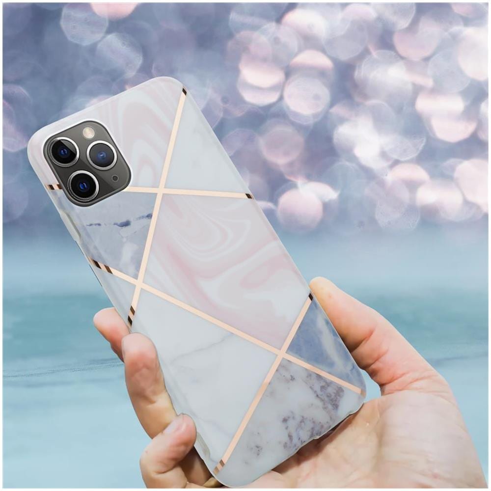 Custodia Compatibile Con Apple Iphone 11 Pro Max (xi Pro Max) In Marmo Rosa Oro Bianco No. 9 - Coperchio Protettivo In Silicone Tpu Con Motivo A Mosaico - Foto 8