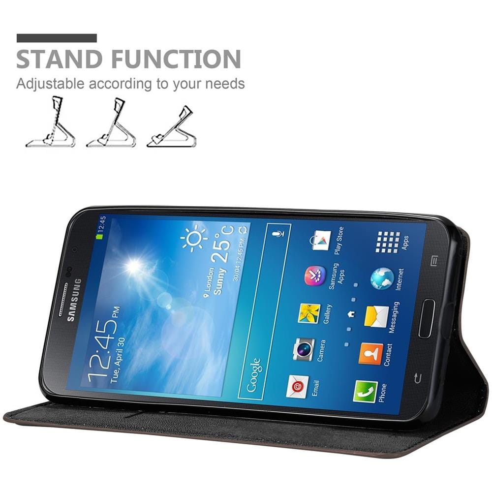 Custodia Compatibile Con Samsung Galaxy Mega 6.3 In Bruno Caffè - Coperchio Protettiva Con Chiusura Magnetica, Funzione Stand E Tasca Per Le Carte - Foto 2