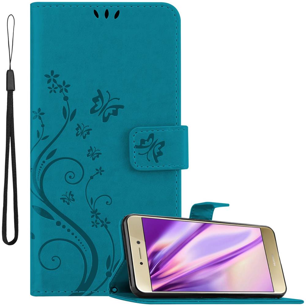 Cadorabo Custodia Compatibile Con Huawei P8 Lite 2017 In Blu Fiore - Coperchio Protettivo In Design Floreale Con Chiusura Magnetica, Funzione Stand E Slot Per Carte - Foto 1