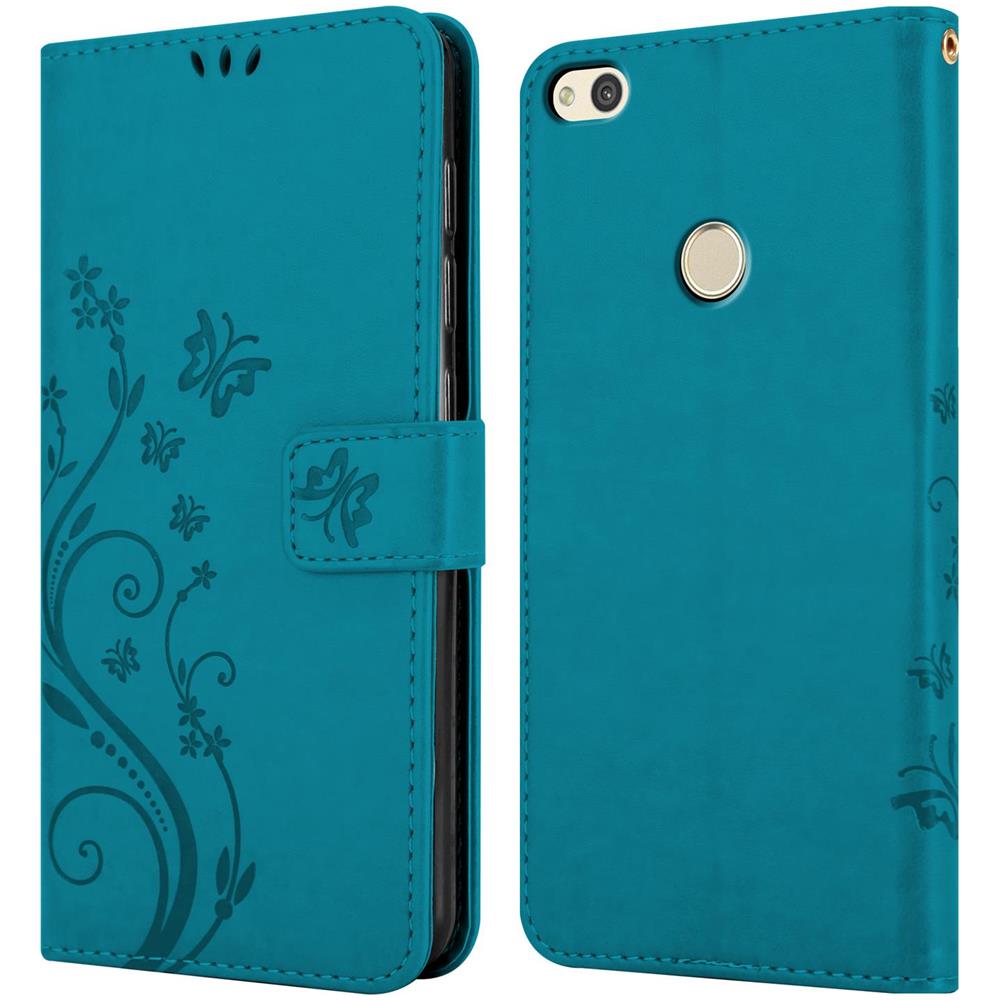 Cadorabo Custodia Compatibile Con Huawei P8 Lite 2017 In Blu Fiore - Coperchio Protettivo In Design Floreale Con Chiusura Magnetica, Funzione Stand E Slot Per Carte - Foto 8
