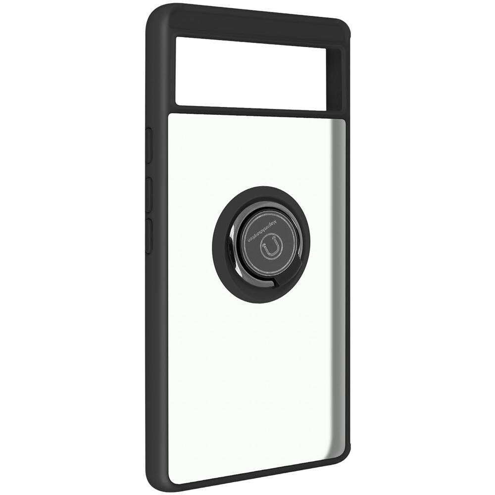 Cover Google Pixel 6 Bimateriale Anello Supporto Metallico Nera - Foto 2