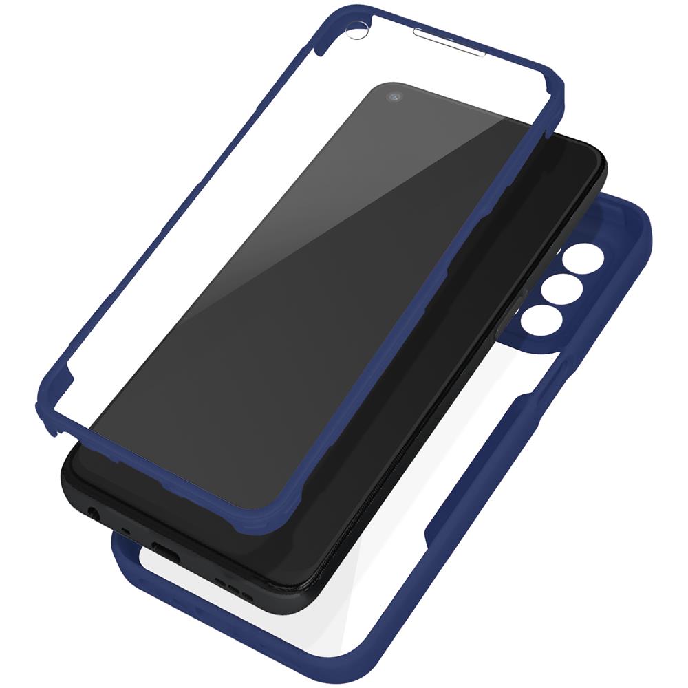 Cover Oppo A54 5g / A74 5g Retro Plexiglass Fronte Polimero Bordo Blu - Foto 1