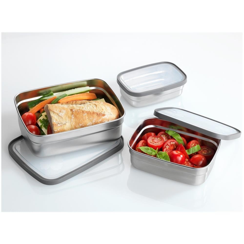 Contenitori Per Alimenti, In Acciaio Inox, 3 Pezzi, - Foto 2