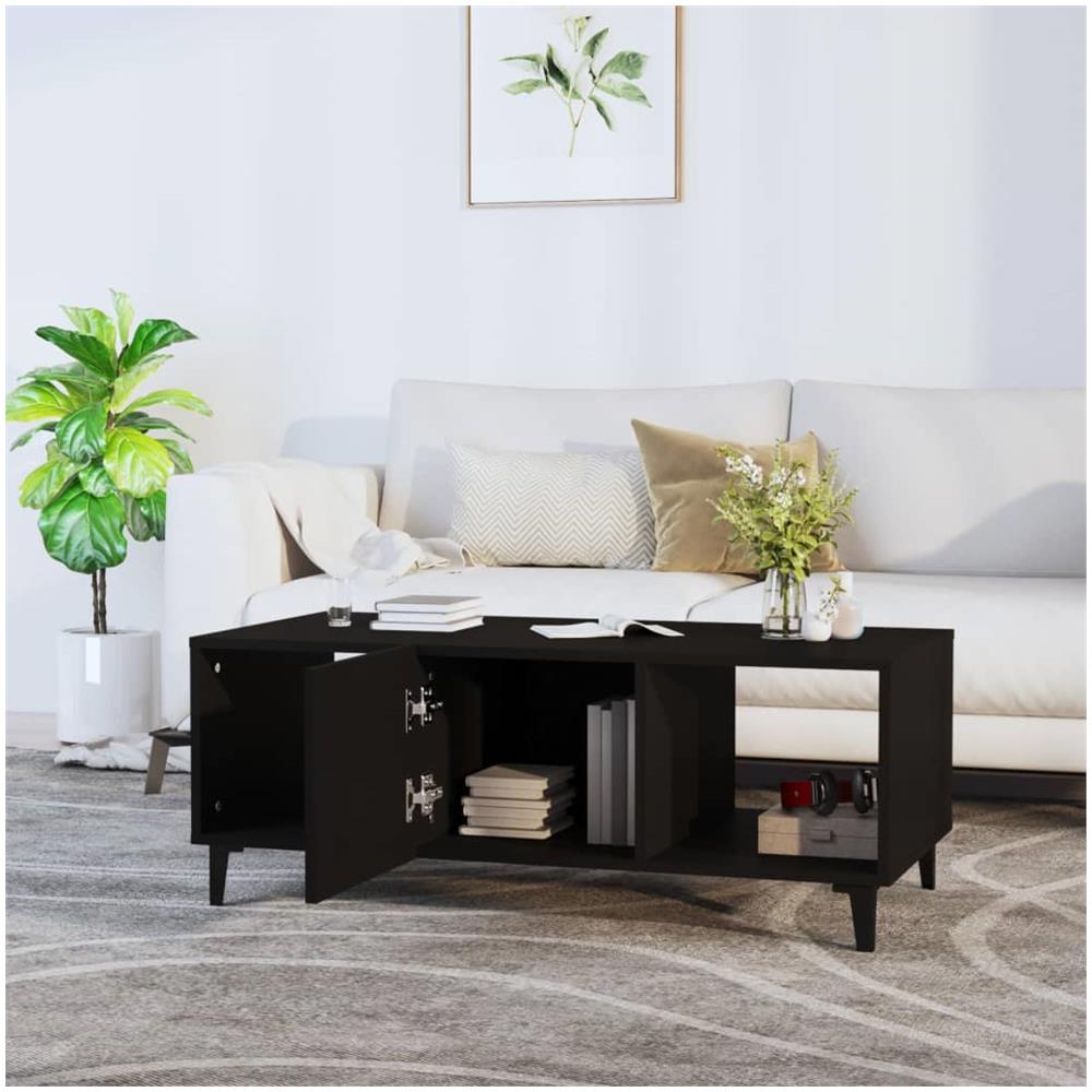 Tavolino Da Salotto Nero 102x50x40 Cm In Legno Multistrato - Foto 3