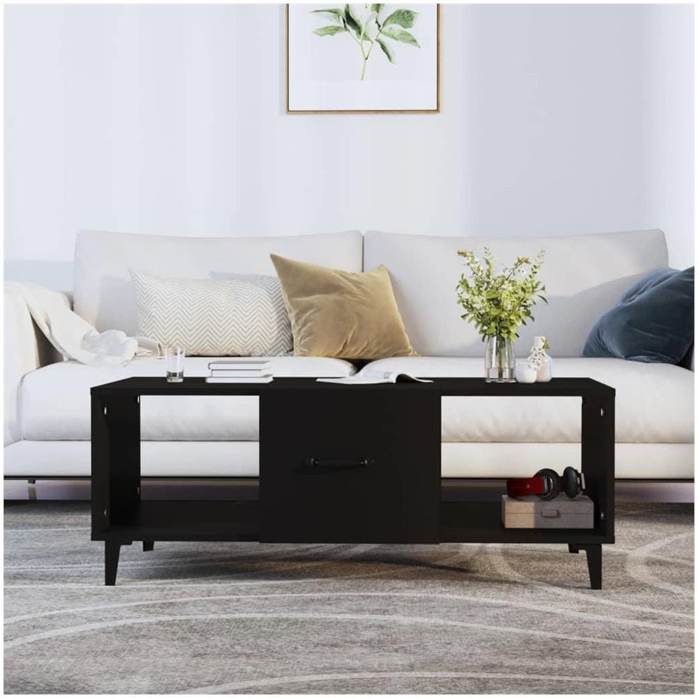 Tavolino Da Salotto Nero 102x50x40 Cm In Legno Multistrato - Foto 1