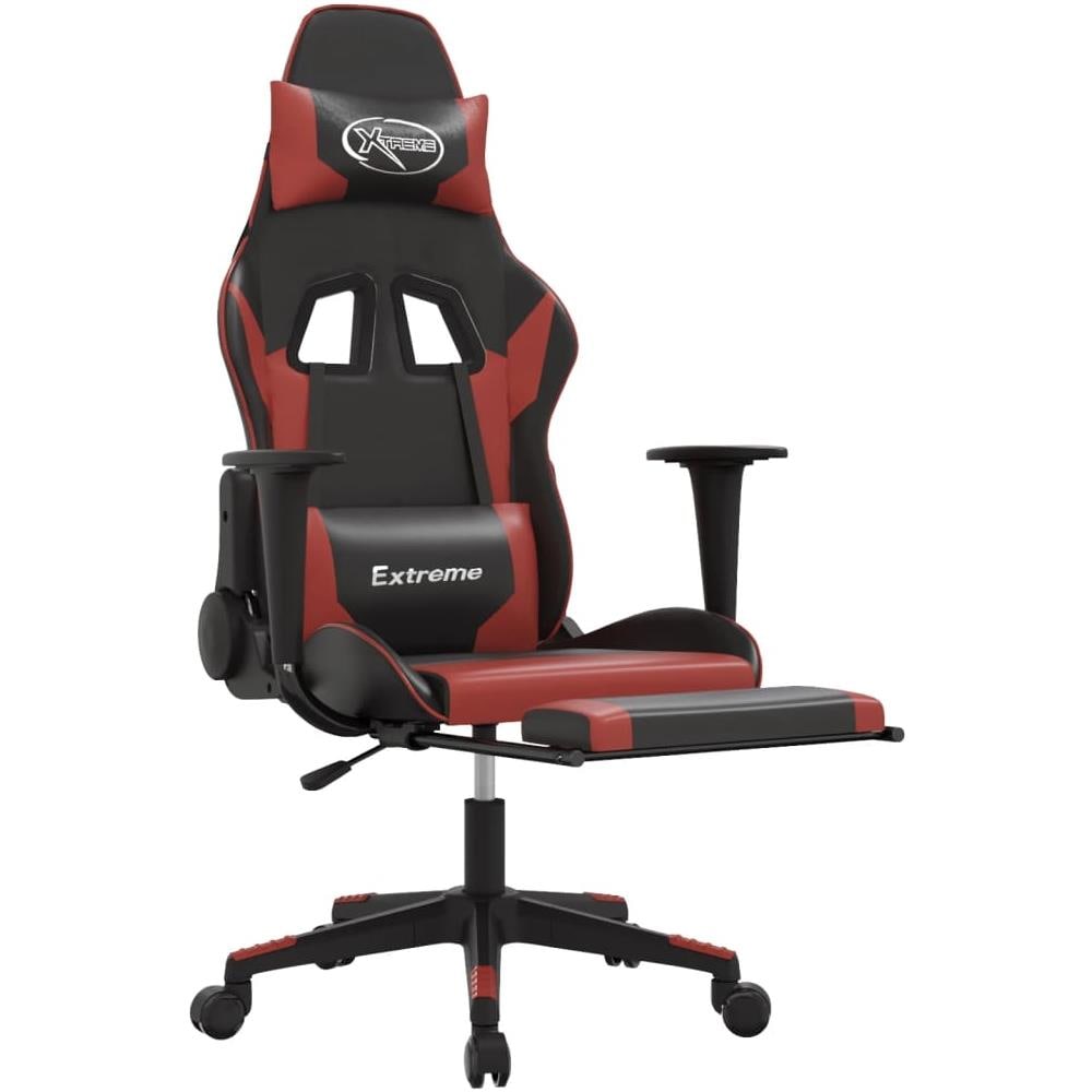 Sedia Da Gaming Con Poggiapiedi Nero E Rosso Vino In Similpelle - Foto 10