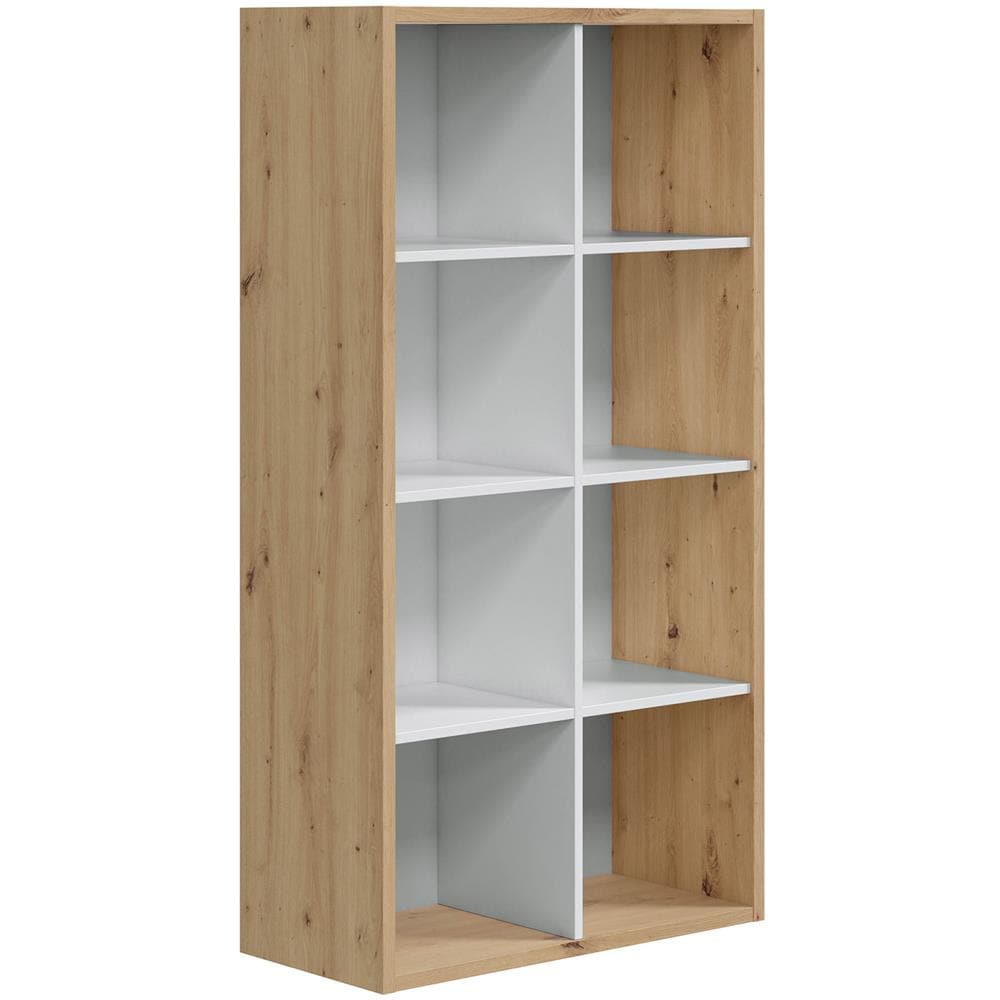 Libreria Soggiorno Cubic 8 Fori, Colore Rovere E Bianco - Foto 1