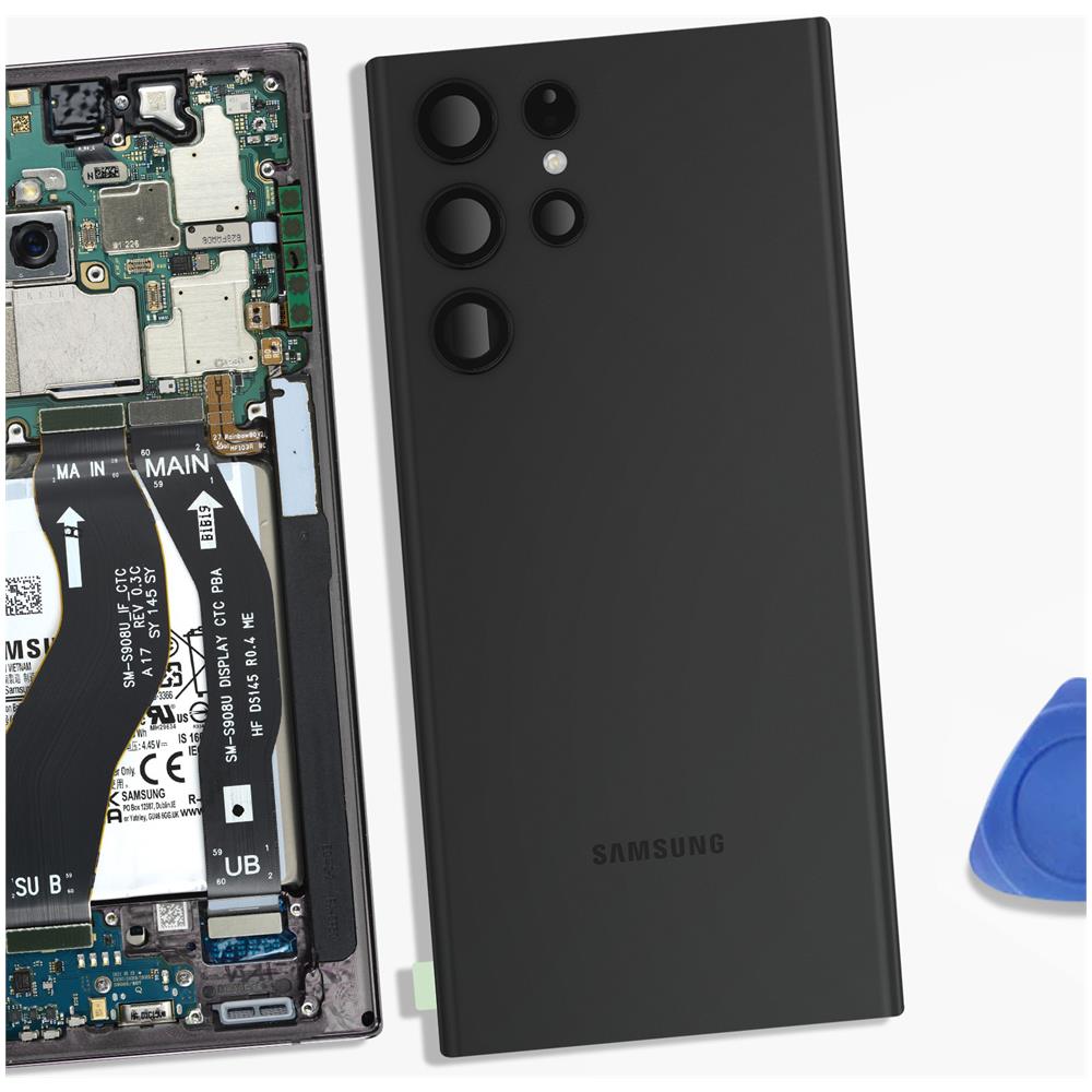 Copribatteria Per Samsung Galaxy S22 Ultra Compatibile Con Lente Protettiva Nero - Foto 2