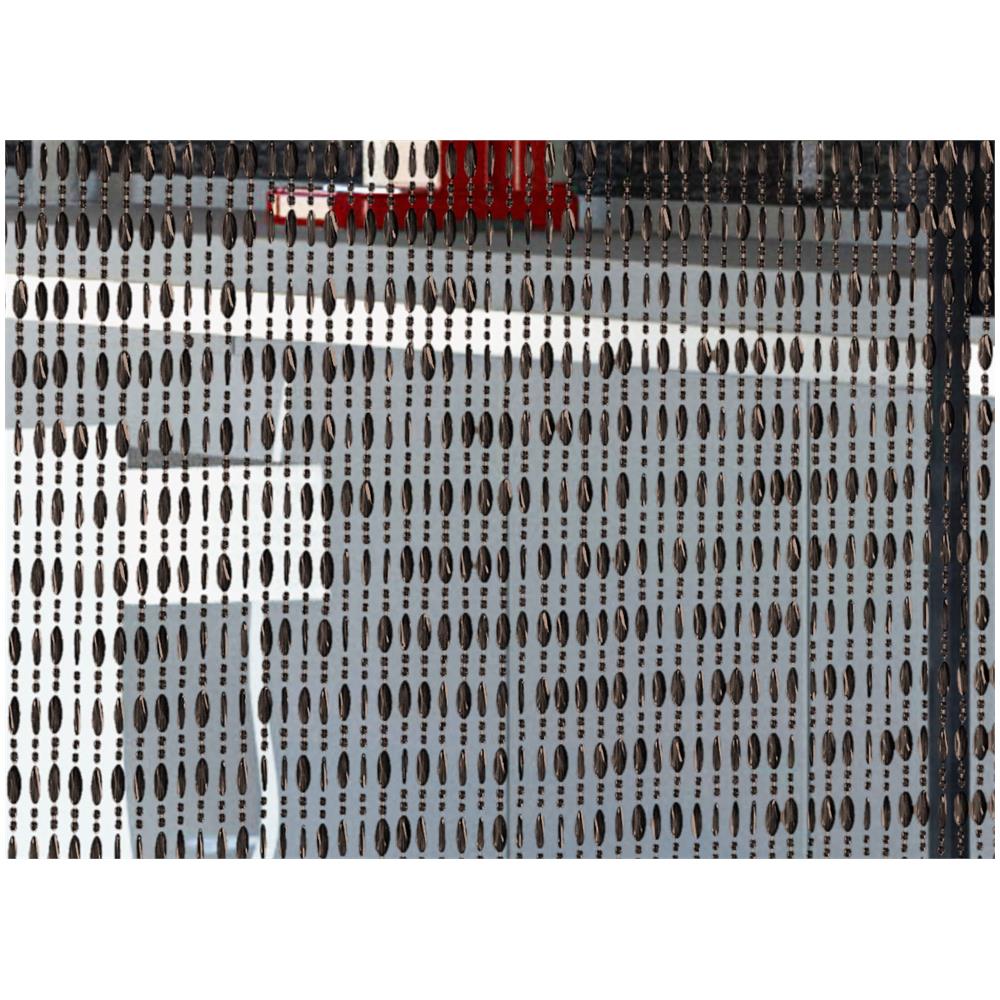 Tenda Antimosca Antirumore Catenella Perline A Caduta Pannello Porta Finestra Casa Marrone 100x200 Marrone - Foto 2