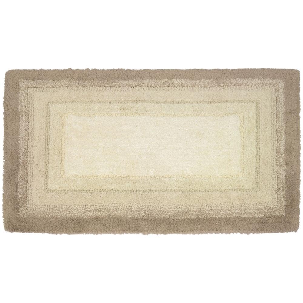 Tappeto Bagno Rettangolare In Spugna Morbida Antiscivolo Degradè Naturale 55x110 Naturale - Foto 1
