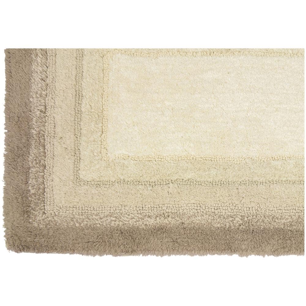 Tappeto Bagno Rettangolare In Spugna Morbida Antiscivolo Degradè Naturale 55x110 Naturale - Foto 2
