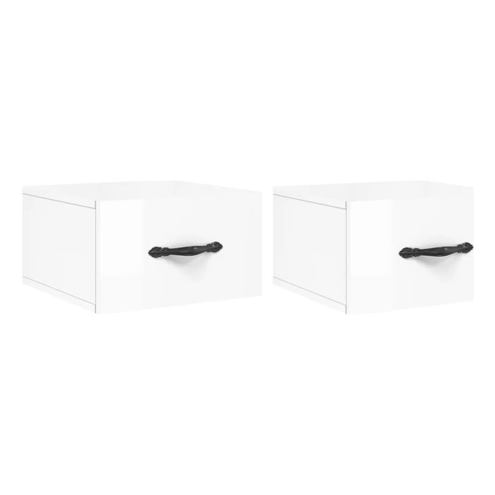 Comodini A Muro 2 Pz Bianco Lucido 35x35x20 Cm - Foto 2