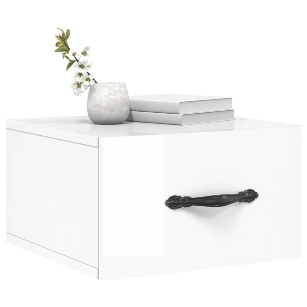 Comodini A Muro 2 Pz Bianco Lucido 35x35x20 Cm - Foto 3