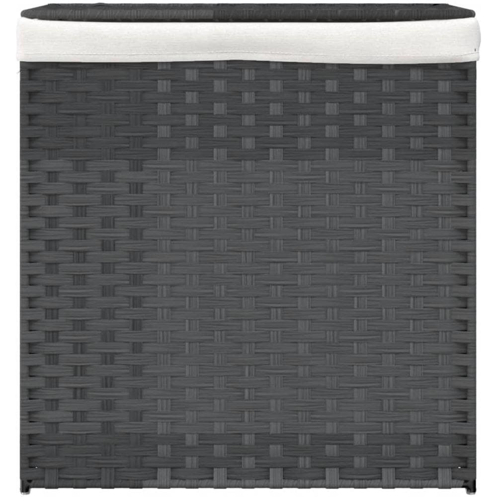 Cesto Portabiancheria 2 Sezioni Grigio 53x35x57 Cm Polyrattan - Foto 3