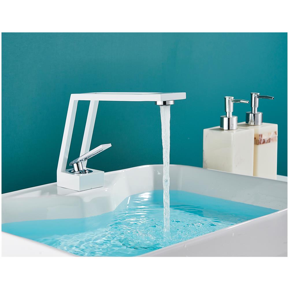 Rubinetto per lavabo da bagno, Blackswan, tipo M120, modello bianco /cromo, misura 19 cm - Foto 2